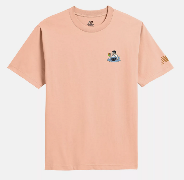New Balance NB BOY Unisex Graphic Short-Sleeve T-Shirt – Orange Yellow | Surf Shop Illustration Tee for Summer Streetwear (JUN25)