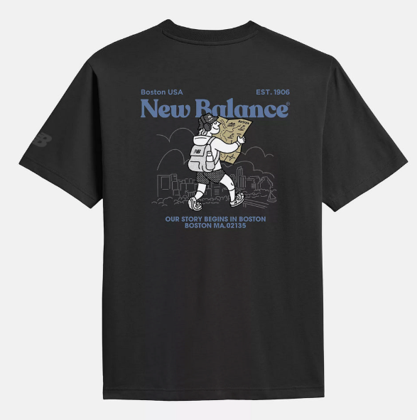 New Balance NB BOY Unisex Graphic Short-Sleeve T-Shirt – Black | Surf Shop Illustration Tee for Summer Streetwear (JUN25)