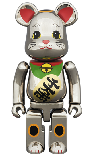 超合金 BEARBRICK 銀メッキ 招財貓 200%