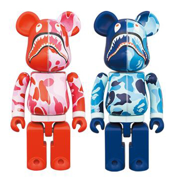 超合金 BEARBRICK BAPE ABC CAMO SHARK PINK & BLUE 200% SET OF 2