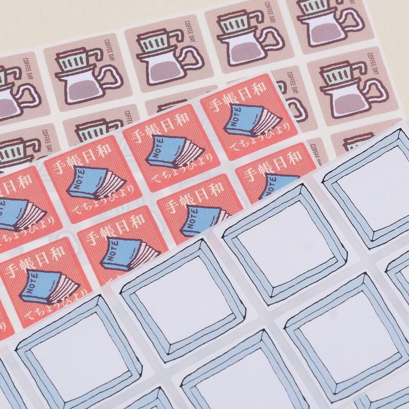 膠版印章的圖案 246枚 模造標籤貼紙組｜1/1工作室