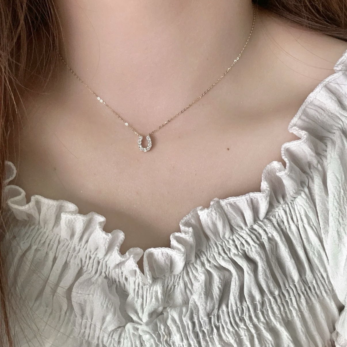 18k’Sw馬蹄U型滿鑽高奢定製項鍊