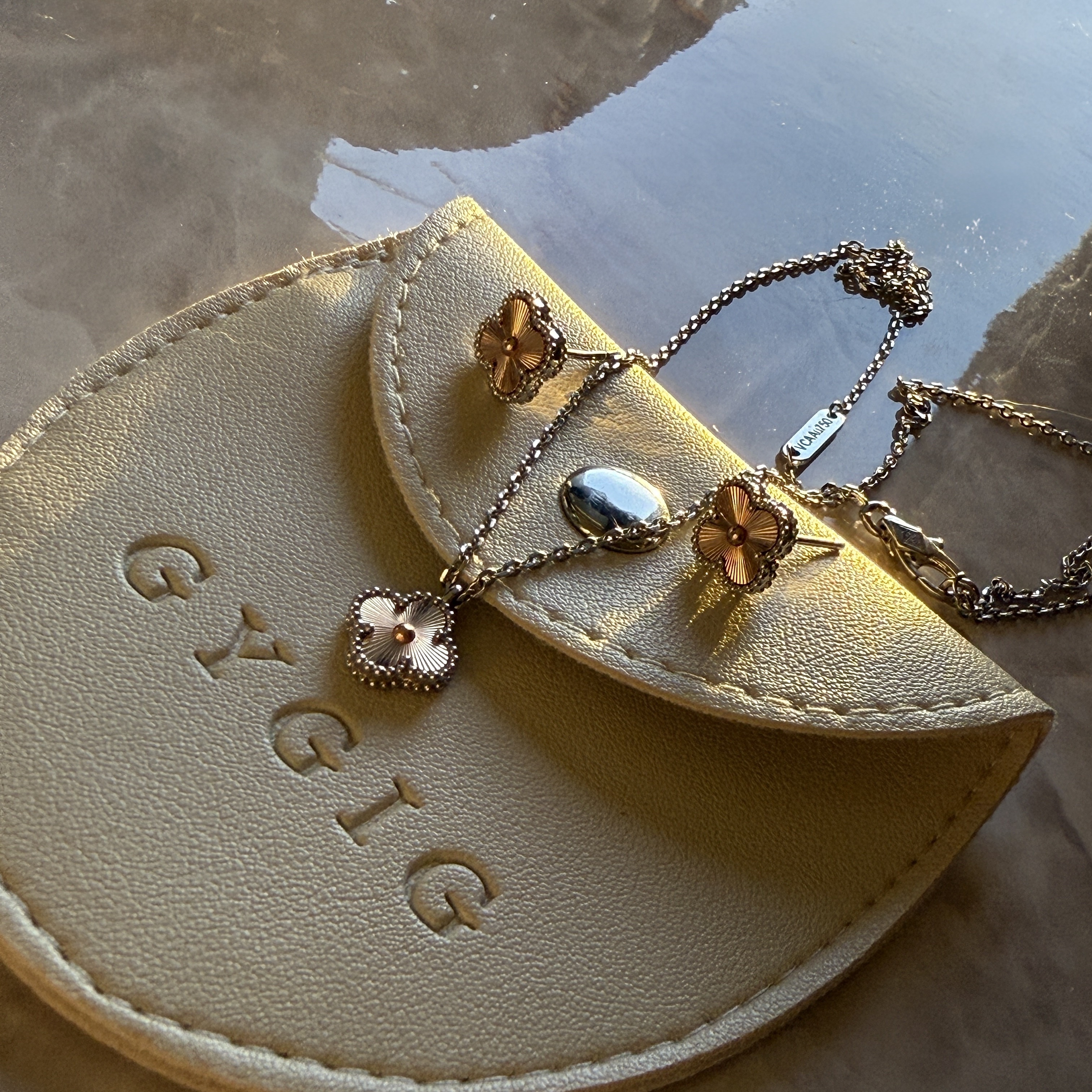 【mini耳釘】18k聖誕鐳射玫瑰金四葉草”高奢定製款