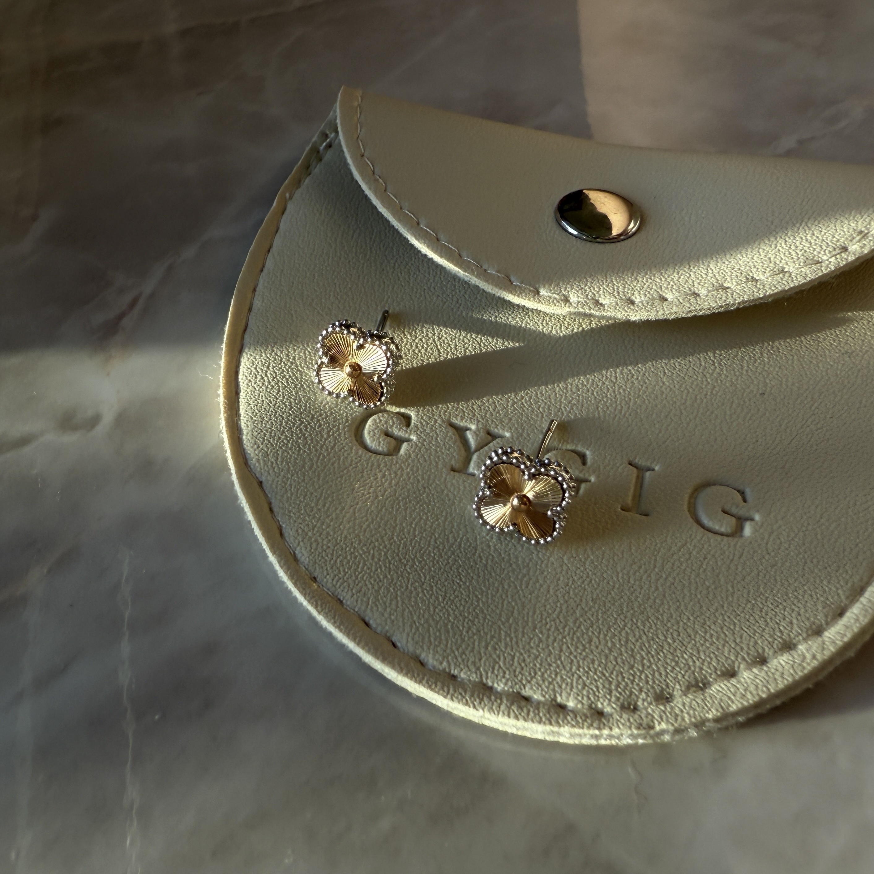 【mini耳釘】18k聖誕鐳射玫瑰金四葉草”高奢定製款