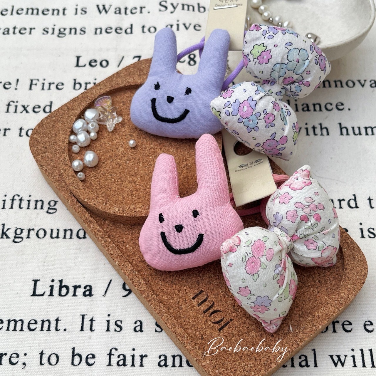 蝴蝶結笑臉兔髮圈組