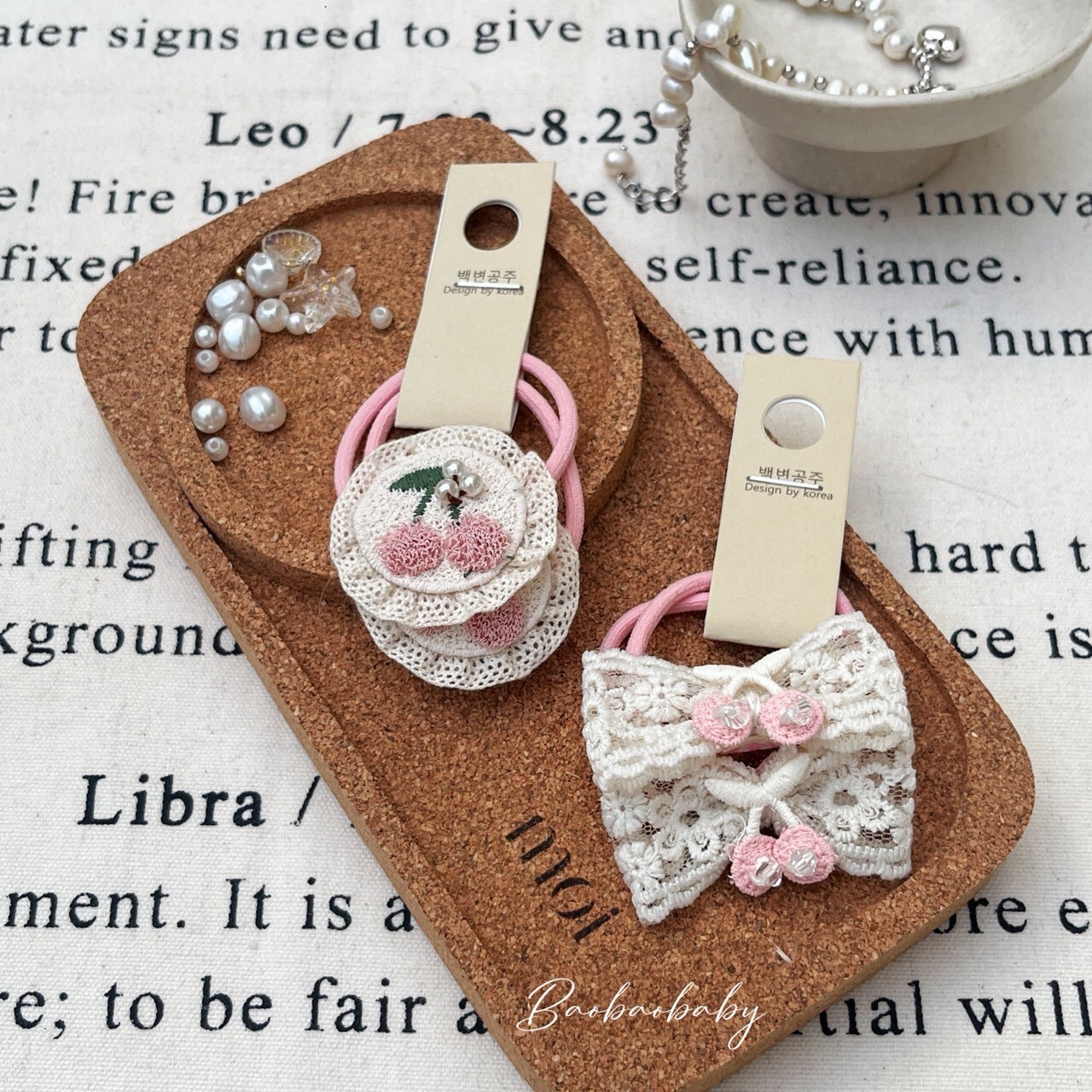 櫻桃蕾絲髮圈組