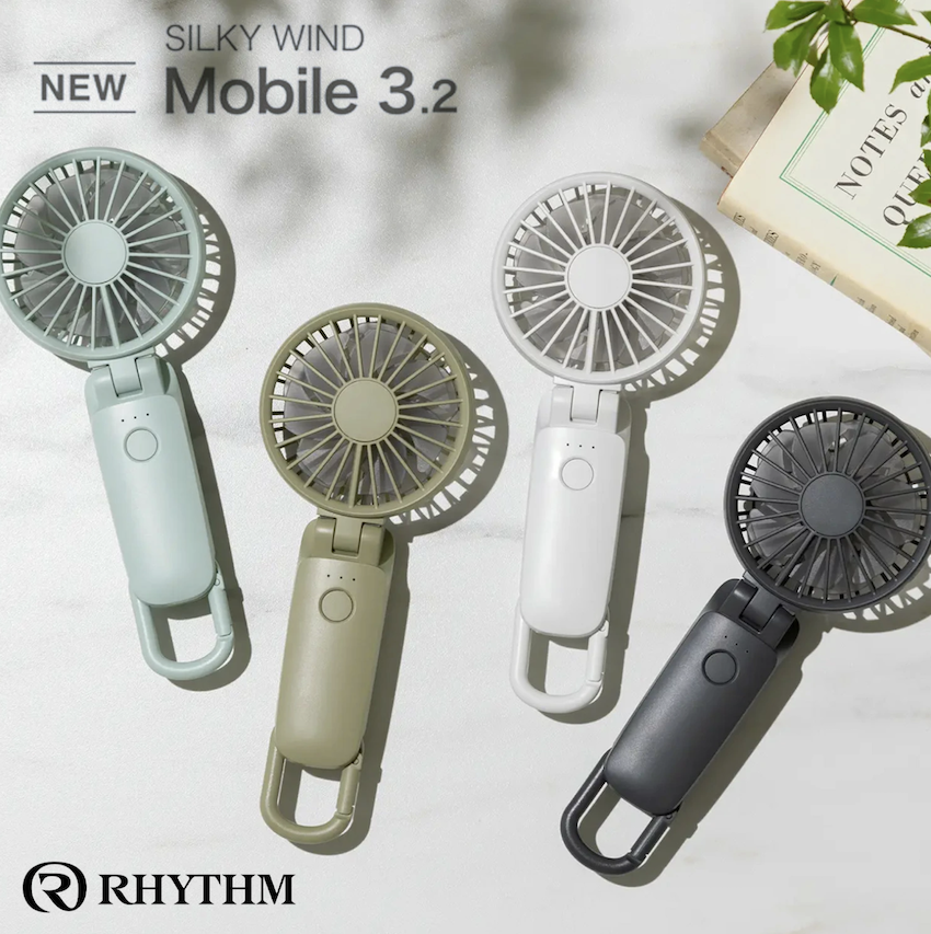 日本 2025 新版 RHYTHM SILKY WIND MOBILE 3.2 移動式手持風扇