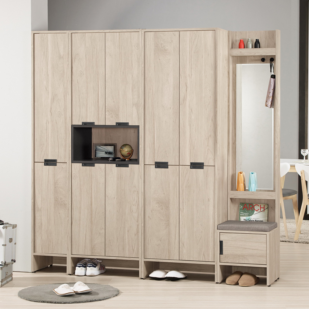 奧拉6.4尺多功能附鏡高鞋櫃/玄關收納櫃/隔間置物櫃