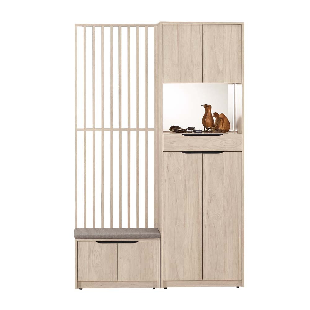 波恩4尺屏風中開放鏡面高鞋櫃/玄關收納櫃/隔間置物櫃-座鞋櫃款