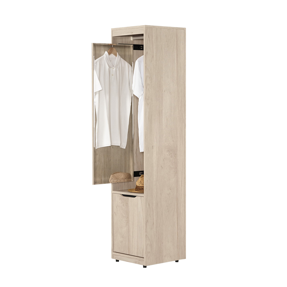 波恩1.3尺附拉鏡玄關櫃/開放式收納櫃/隔間置物櫃-附吊衣桿