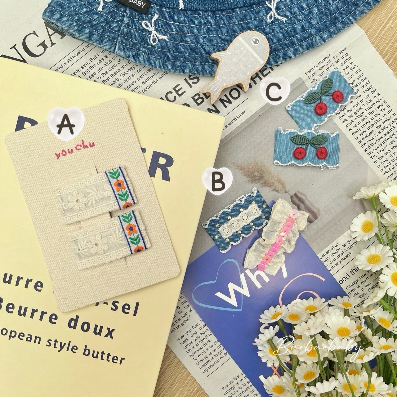 手作小田園髮夾組