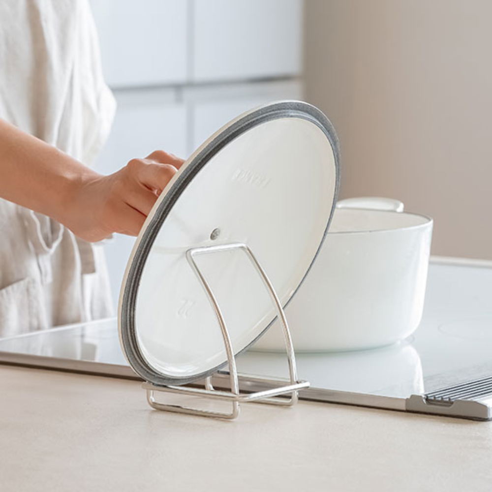 《家事問屋》日本製304不鏽鋼桌上型鍋蓋架(砧板架)