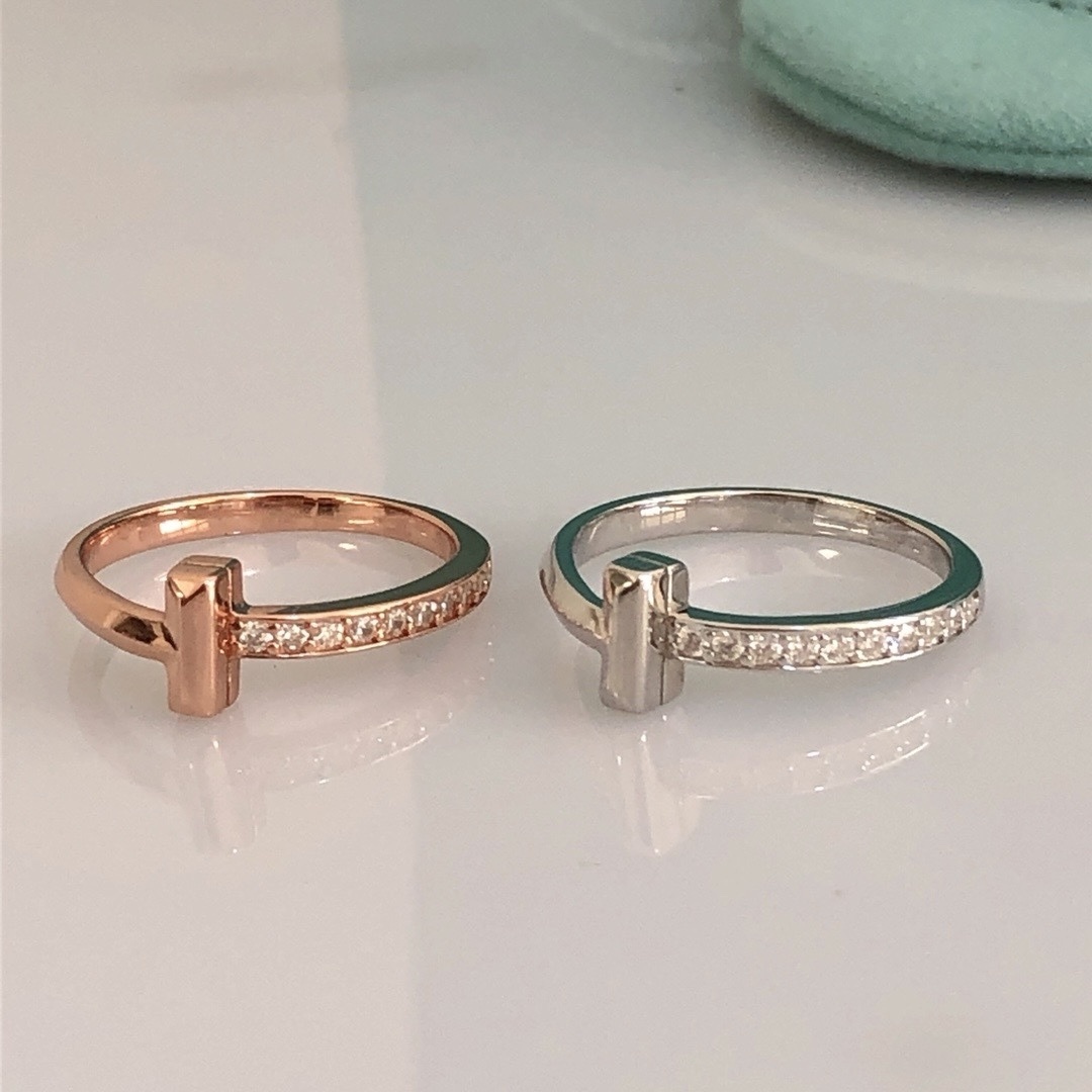 18k T1”經典雙T半鑽高奢定製戒指系列