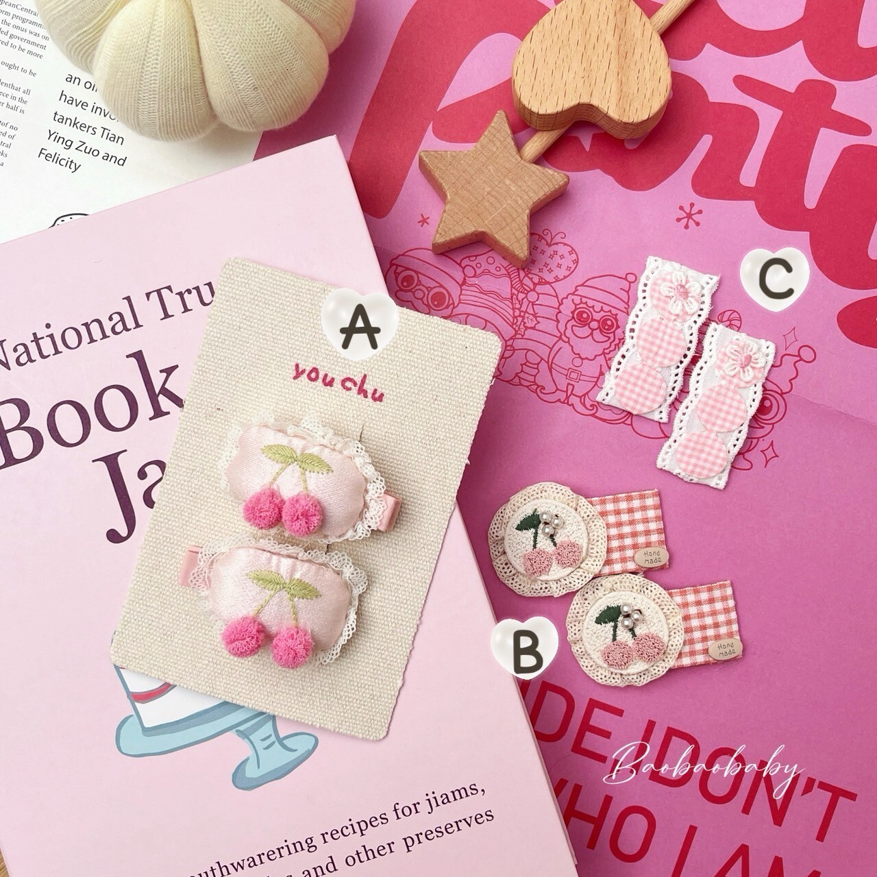 櫻桃小點心髮夾組