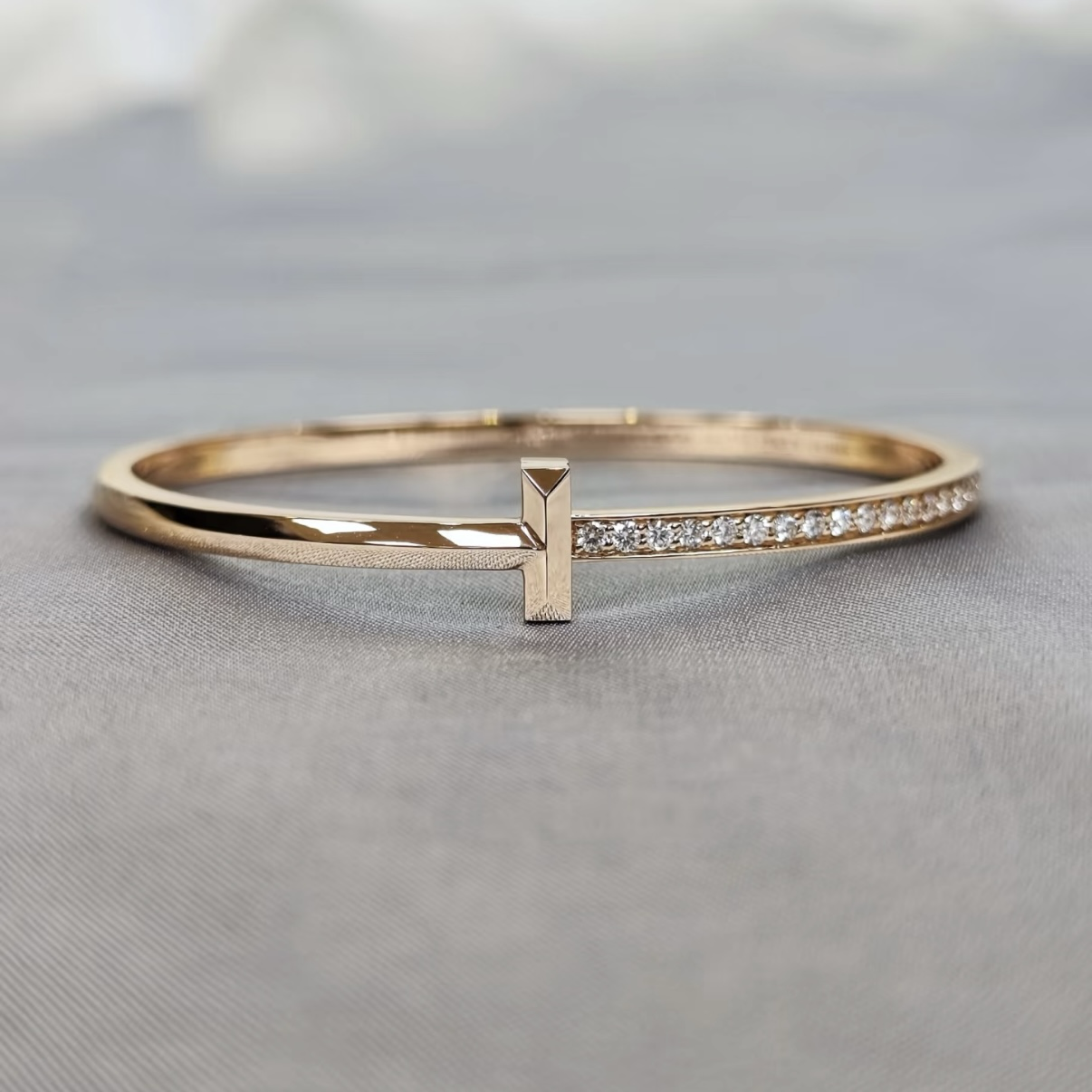 18k T1”經典雙T半鑽高奢定製手鐲