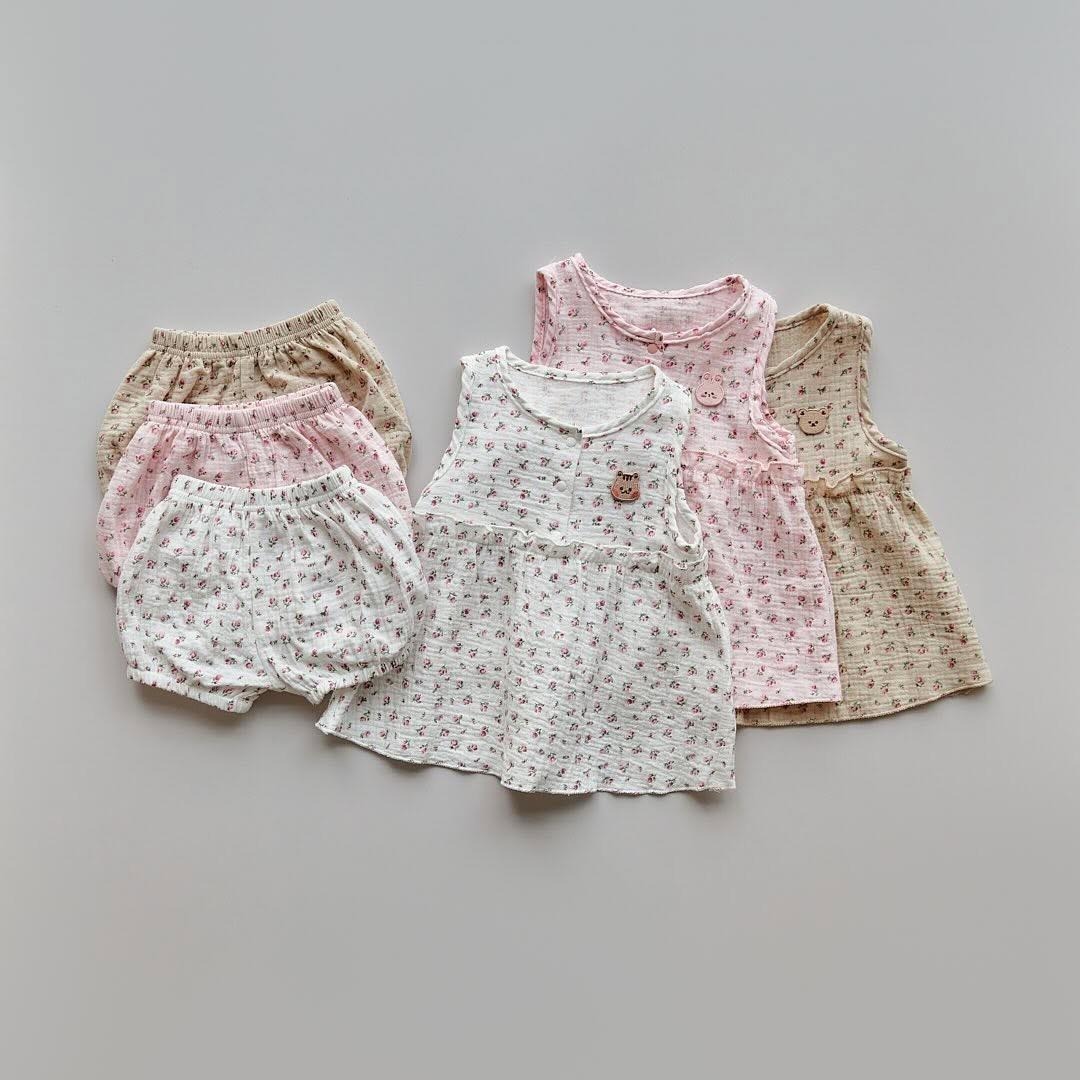 25S/S DTD Floral碎花娃娃衫無袖上下套裝