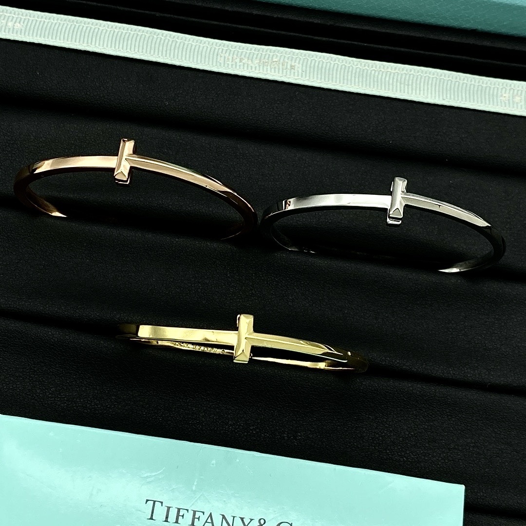 18k T1”經典雙T無鑽”高奢定製手鐲系列