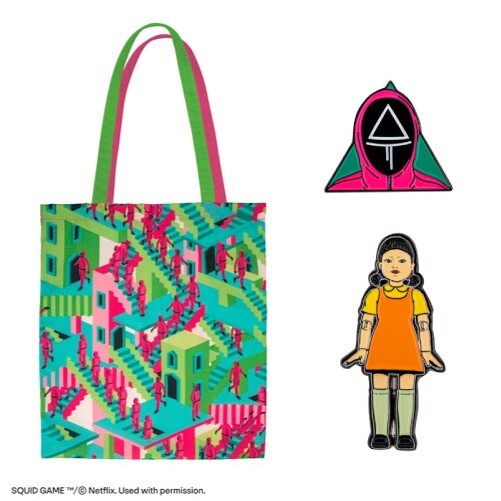 魷魚遊戲樓梯迷宮手提袋 & 英熙.士兵別針套裝
