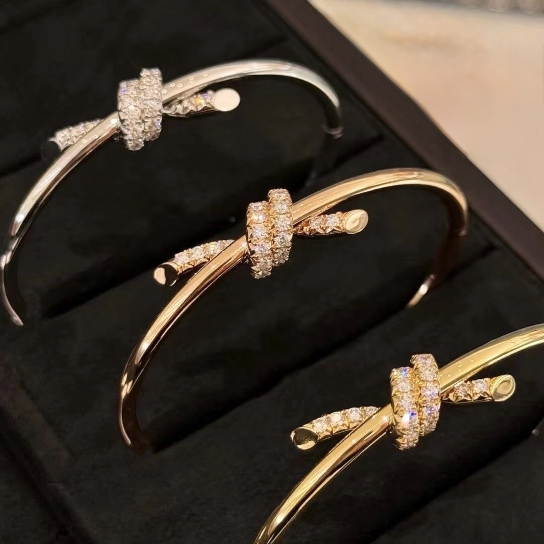 18k Ti”knot繩結扭結半鑽’高奢定製手鐲