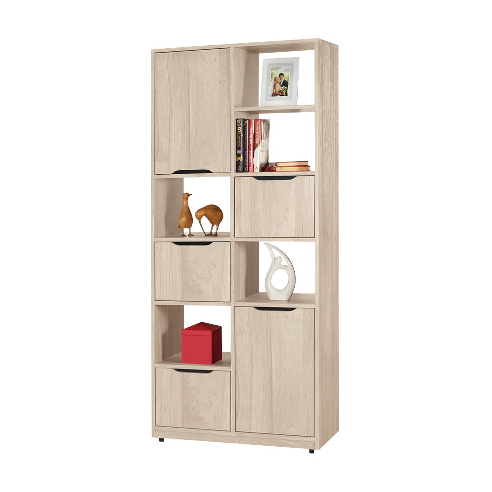 波恩2.7尺雙面玄關櫃/開放式收納書櫃/隔間置物展示櫃/書櫃