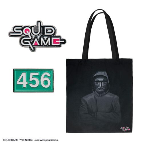 魷魚遊戲負責人手提袋 & 魷魚遊戲及玩家 456別針套裝