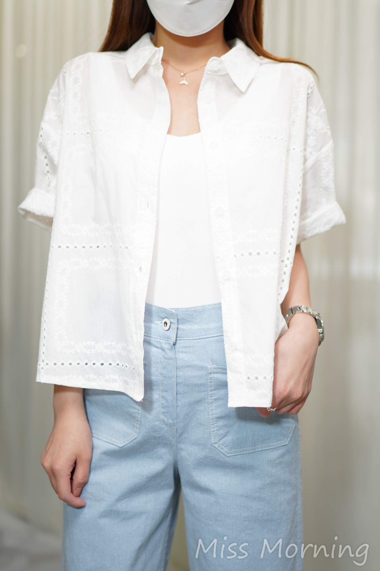 高質上衣/外套兩穿通花衫(14659)