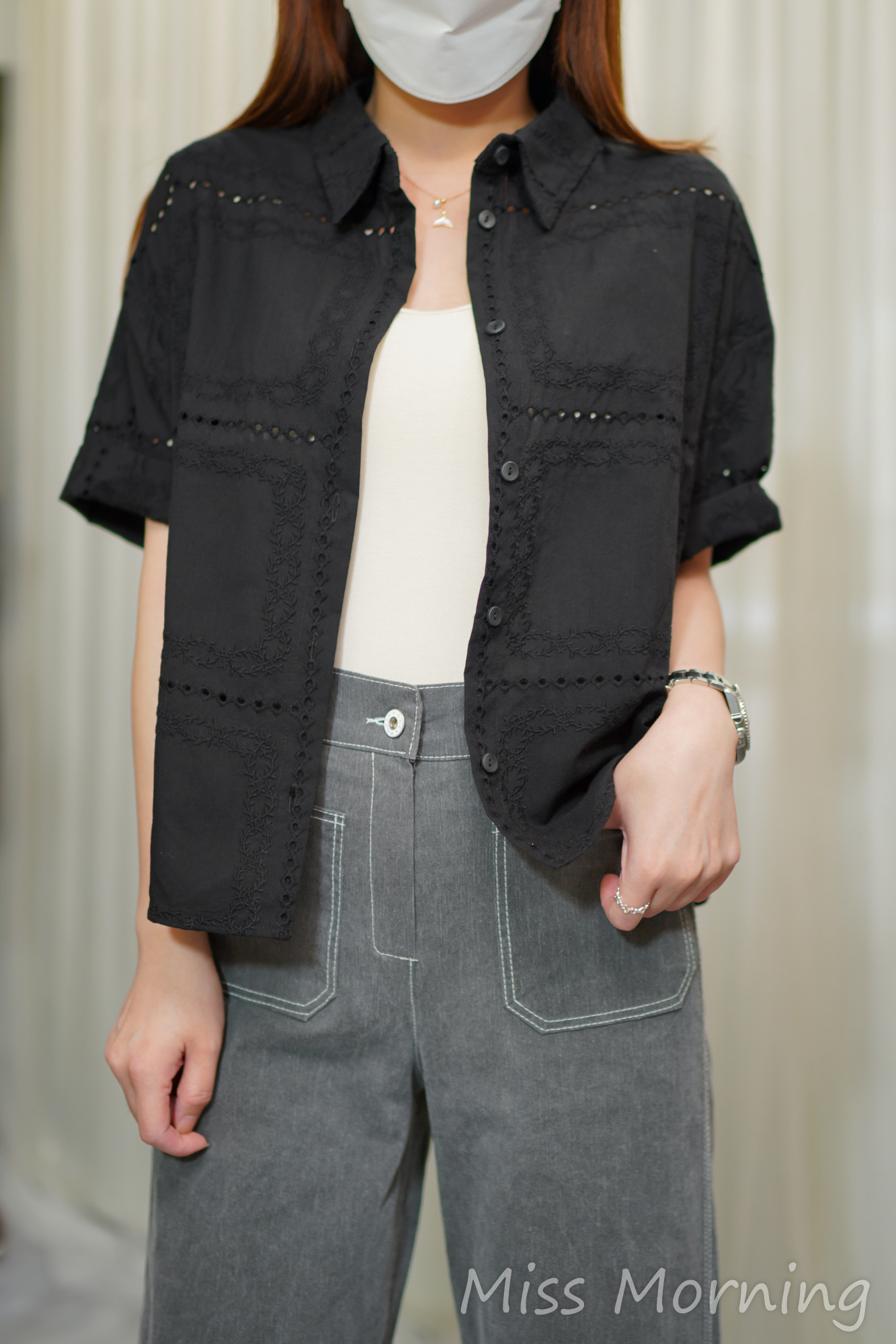 高質上衣/外套兩穿通花衫(14659)