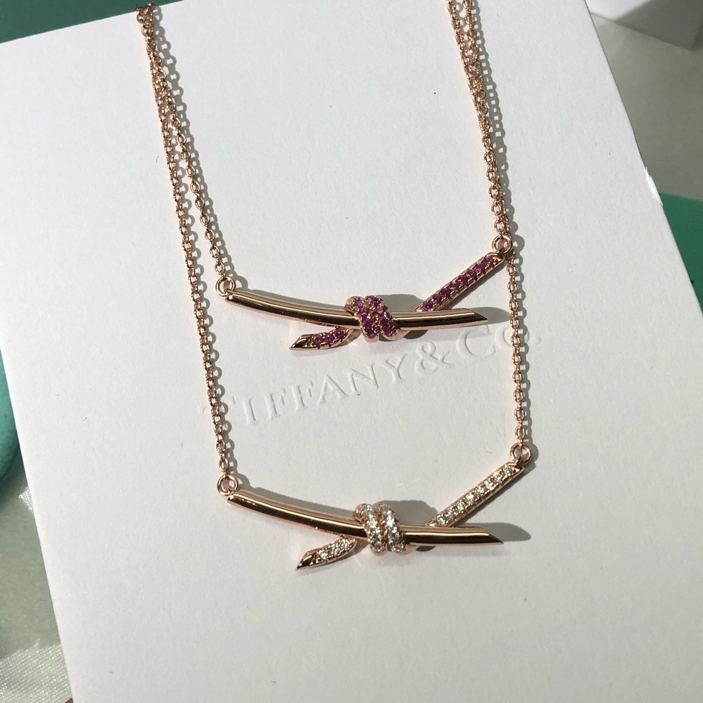 18k Ti”knot繩結扭結限定粉鑽’高奢定製項鍊