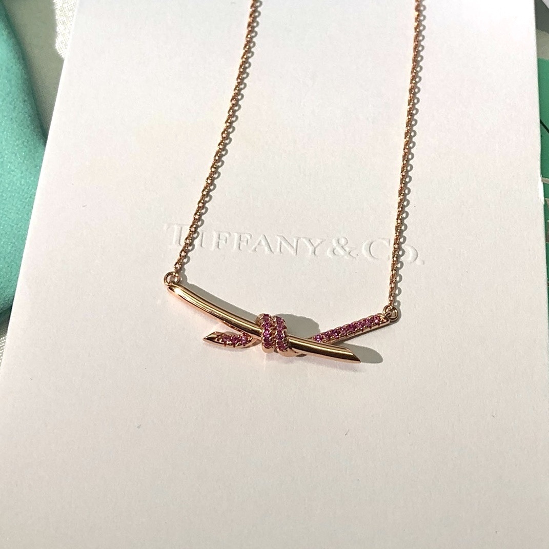 18k Ti”knot繩結扭結限定粉鑽’高奢定製項鍊