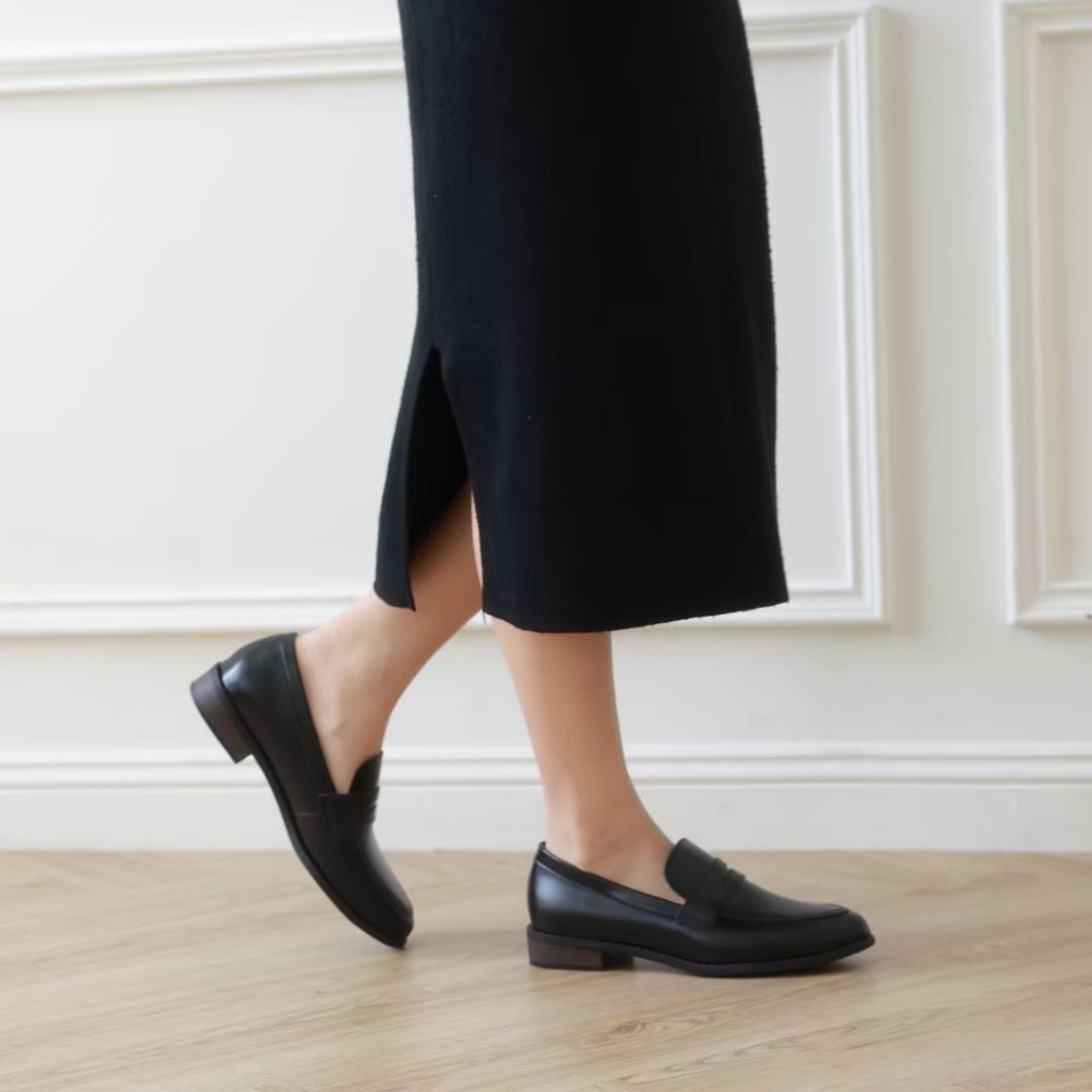 潘妮 樂福鞋-女神黑(真皮女鞋/無痛增高/真皮上班鞋)