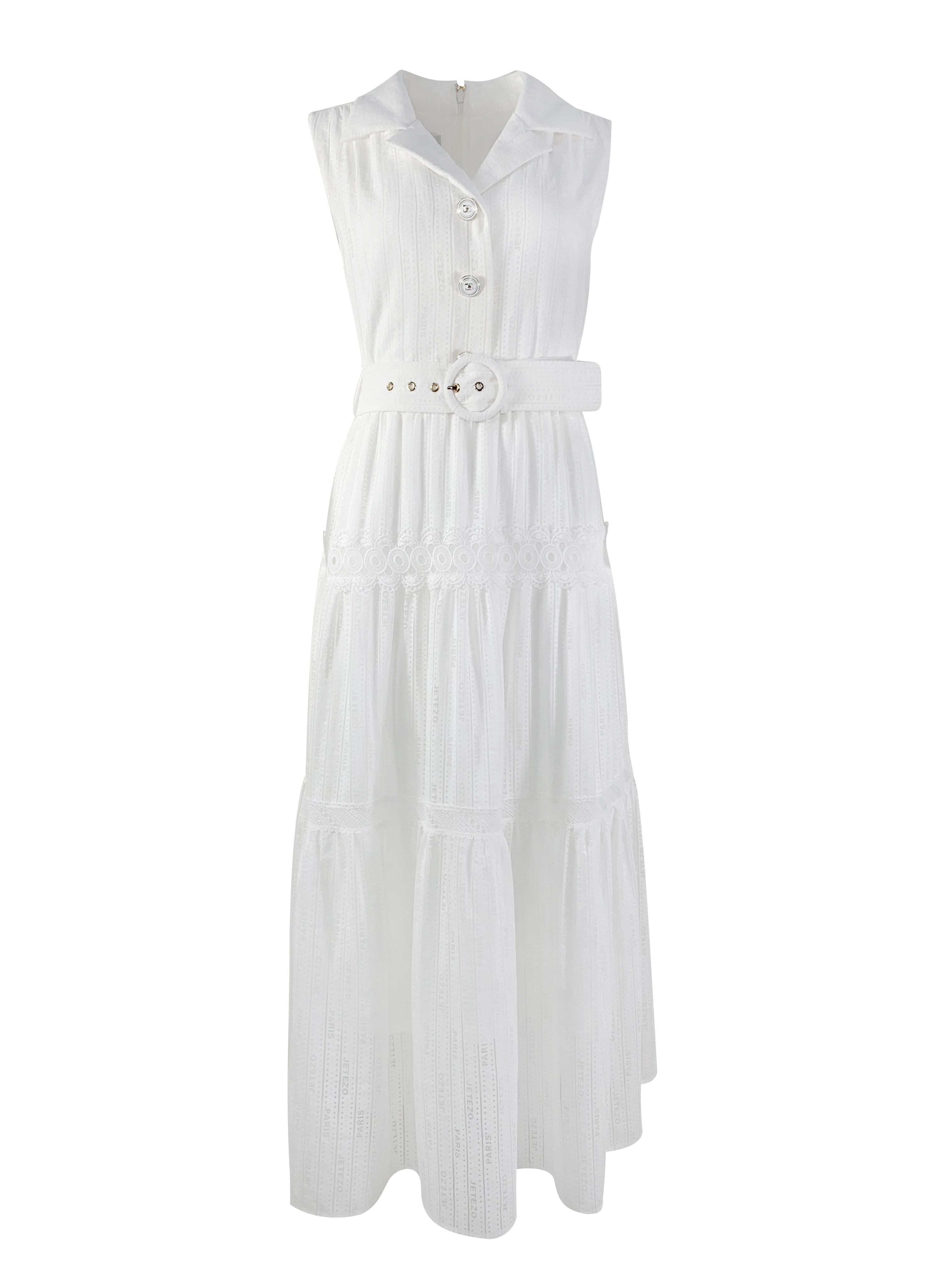 BB1EA033E1 航海日記浪漫條紋獨家logo燒花洋裝 ( 附布腰帶 / 官網限定 )