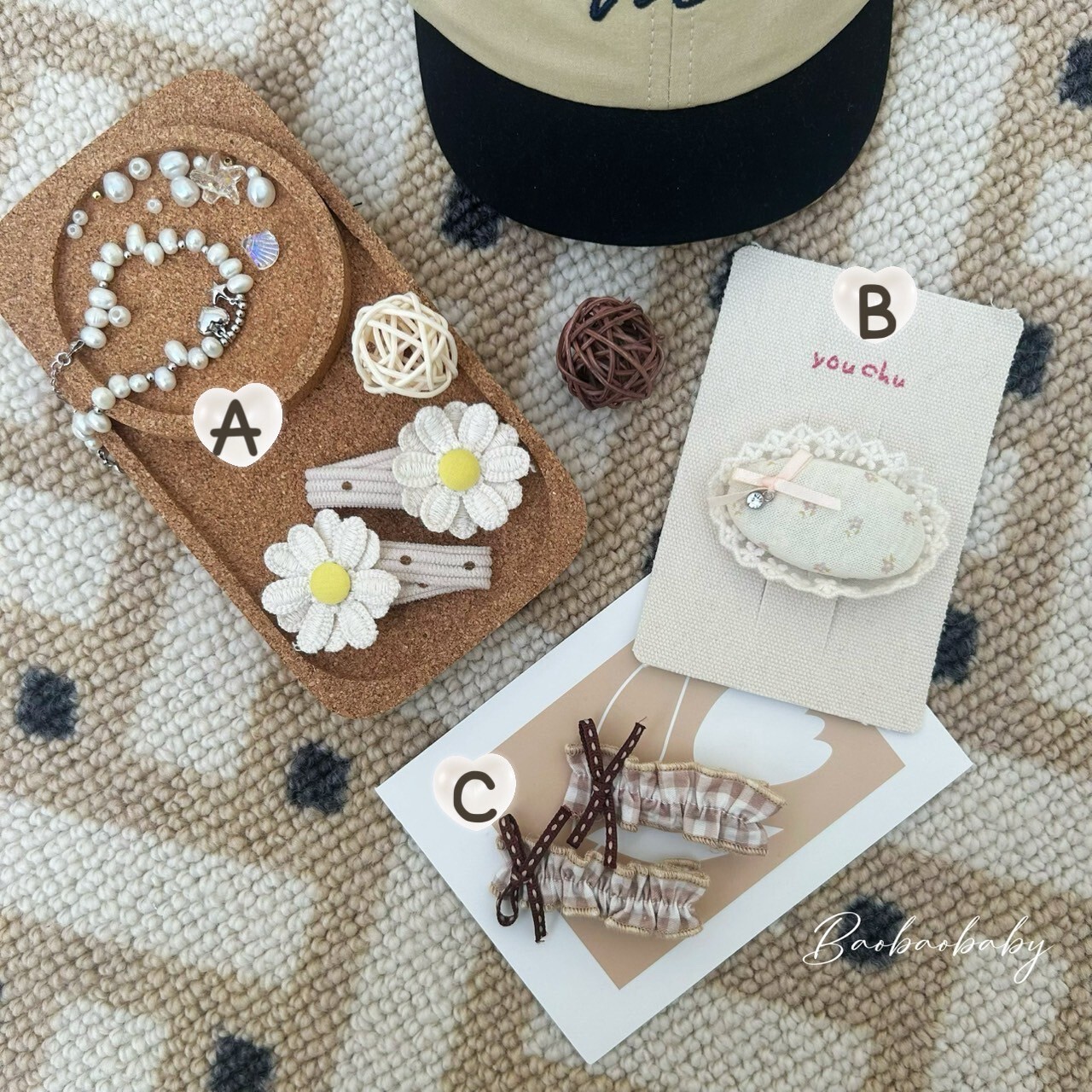 米白大地系髮夾組