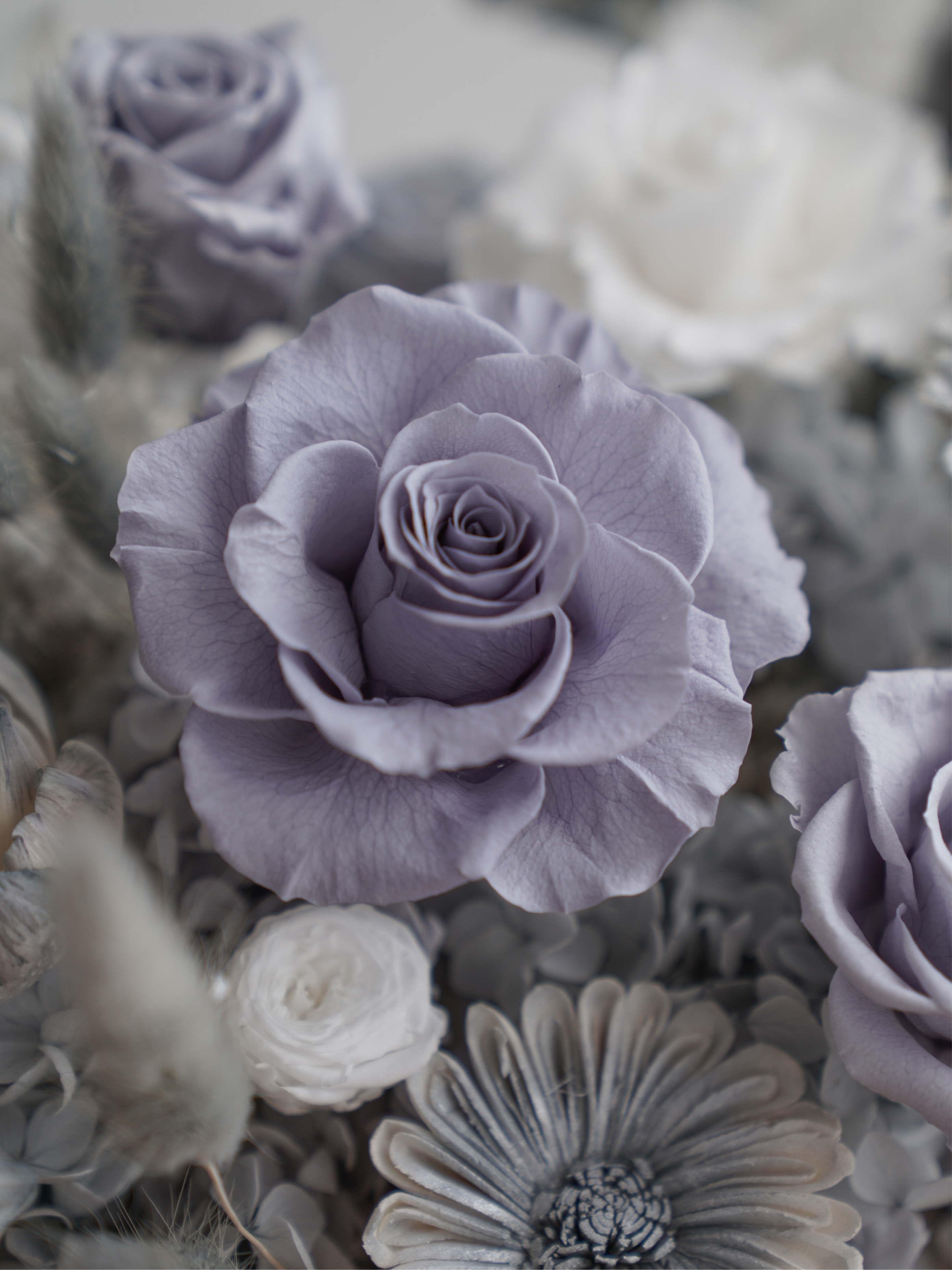 Luxurious Milk way grey Roman Cave Stone Preserved Flower Pot