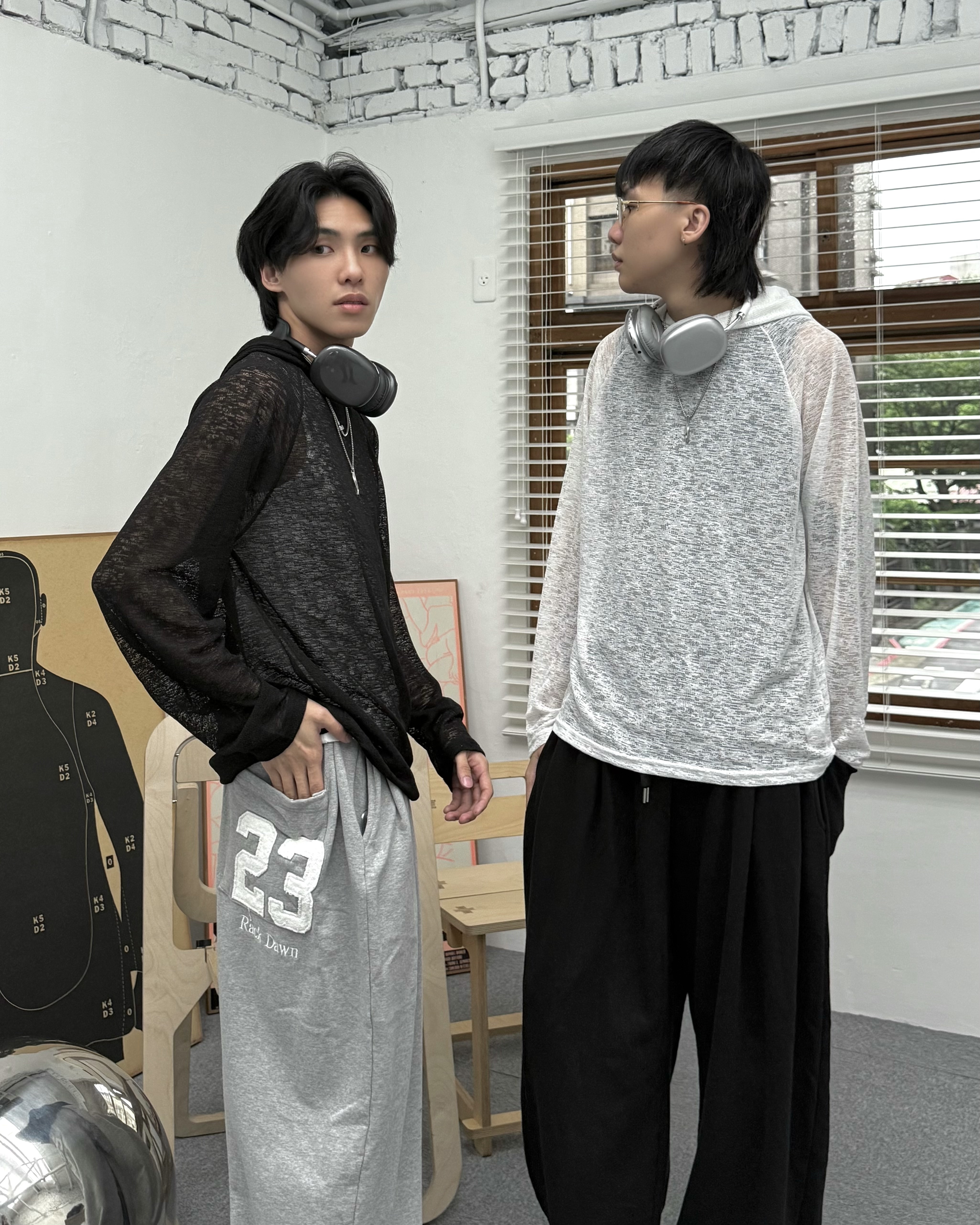 𝐇·𝐓·𝐒 韓國 薄紗設計 網狀 透膚 輕薄 夏日外搭 連帽 帽T 薄長袖