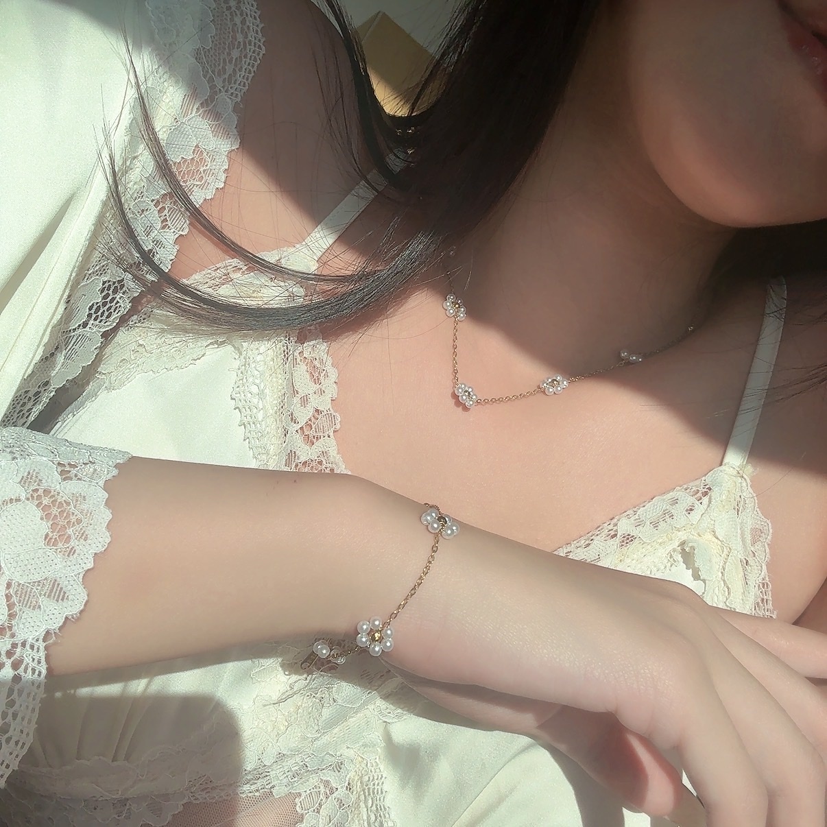 GD”小雛菊珍珠花瓣金細項鍊/手鍊系列