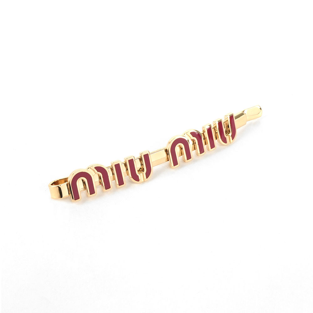 【Miu Miu】Logo 標誌琺瑯及金屬髮夾(紅色)