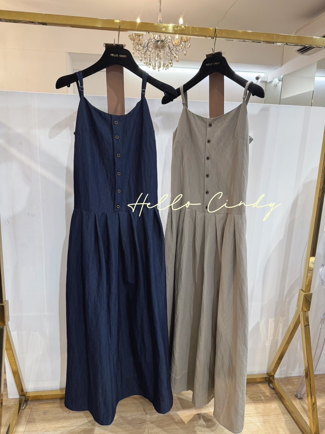 Baby系列 B06074 現貨-排扣細肩洋裝(附腰帶)