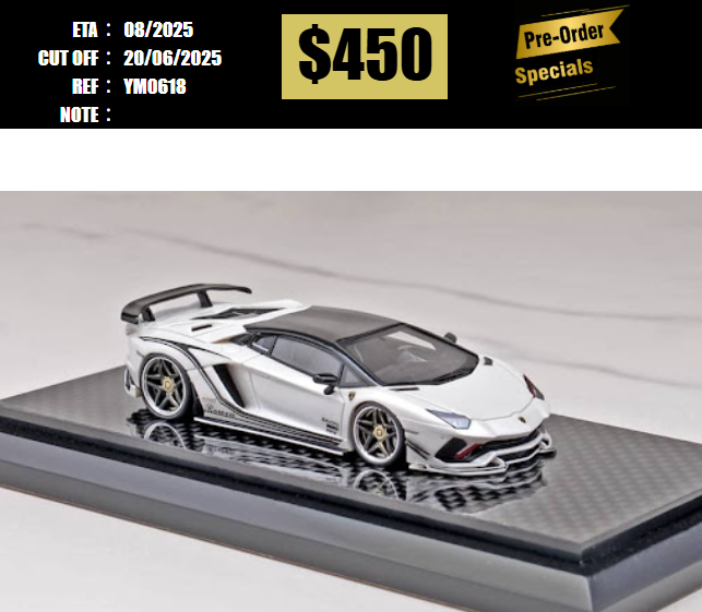 PO-$450 * YM MODEL * 1:64 ROWEN AVENTADOR S LP740-4 WHITE [OD18/06]
