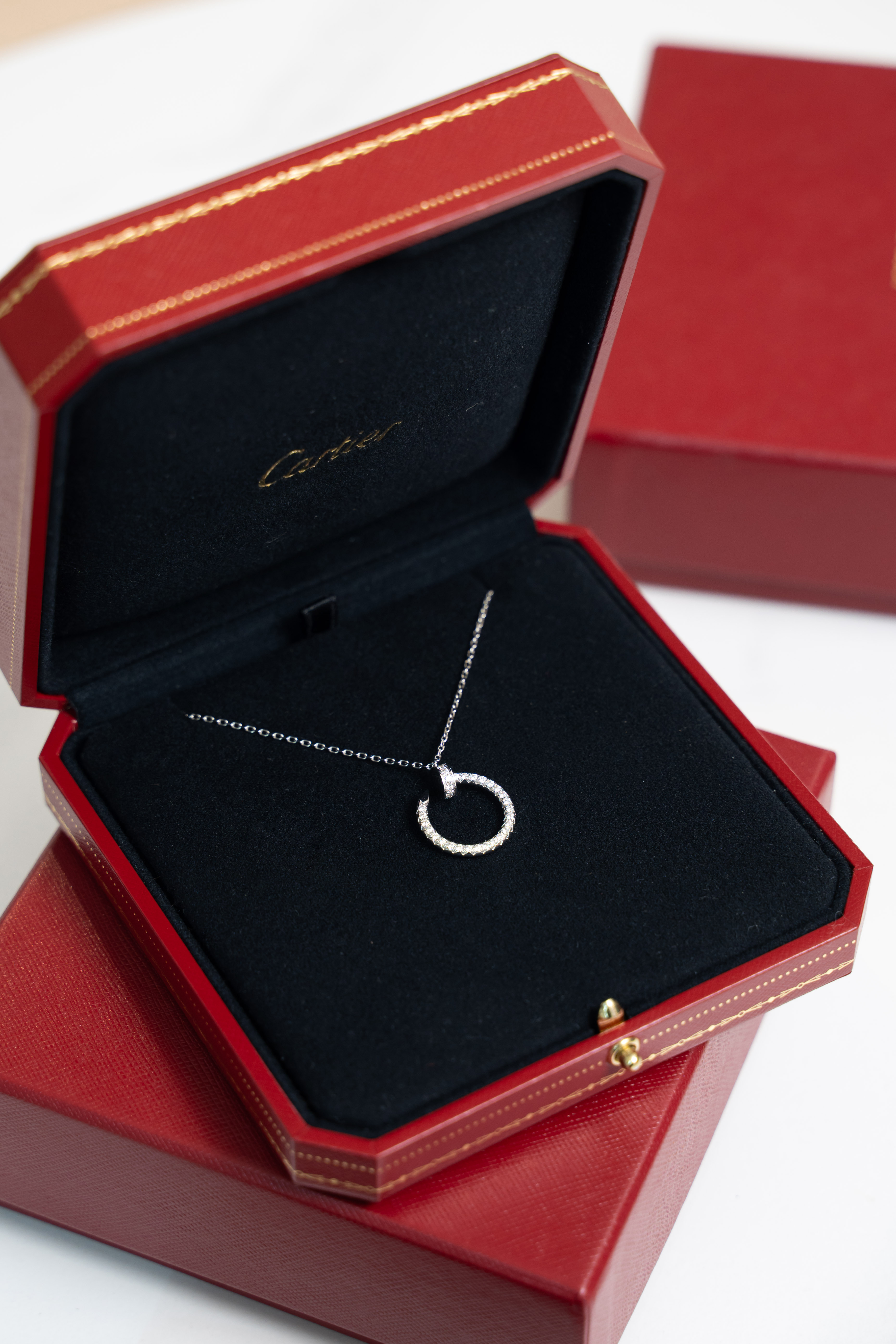 Cartier Juste un Clou 項鏈鋪鑲鑽石 18K白色黃金 鑽石