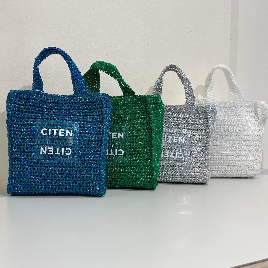 預購┃日本 CITEN 金屬光澤 編繩 透明Logo 方形 迷你包 手提包 肩背包