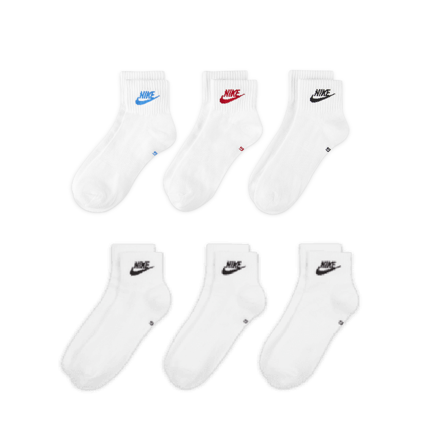 NIKE EVERYDAY ESSENTIAL 白黑 黑紅藍 短襪 踝襪 中筒襪 三雙一組【DX5074】