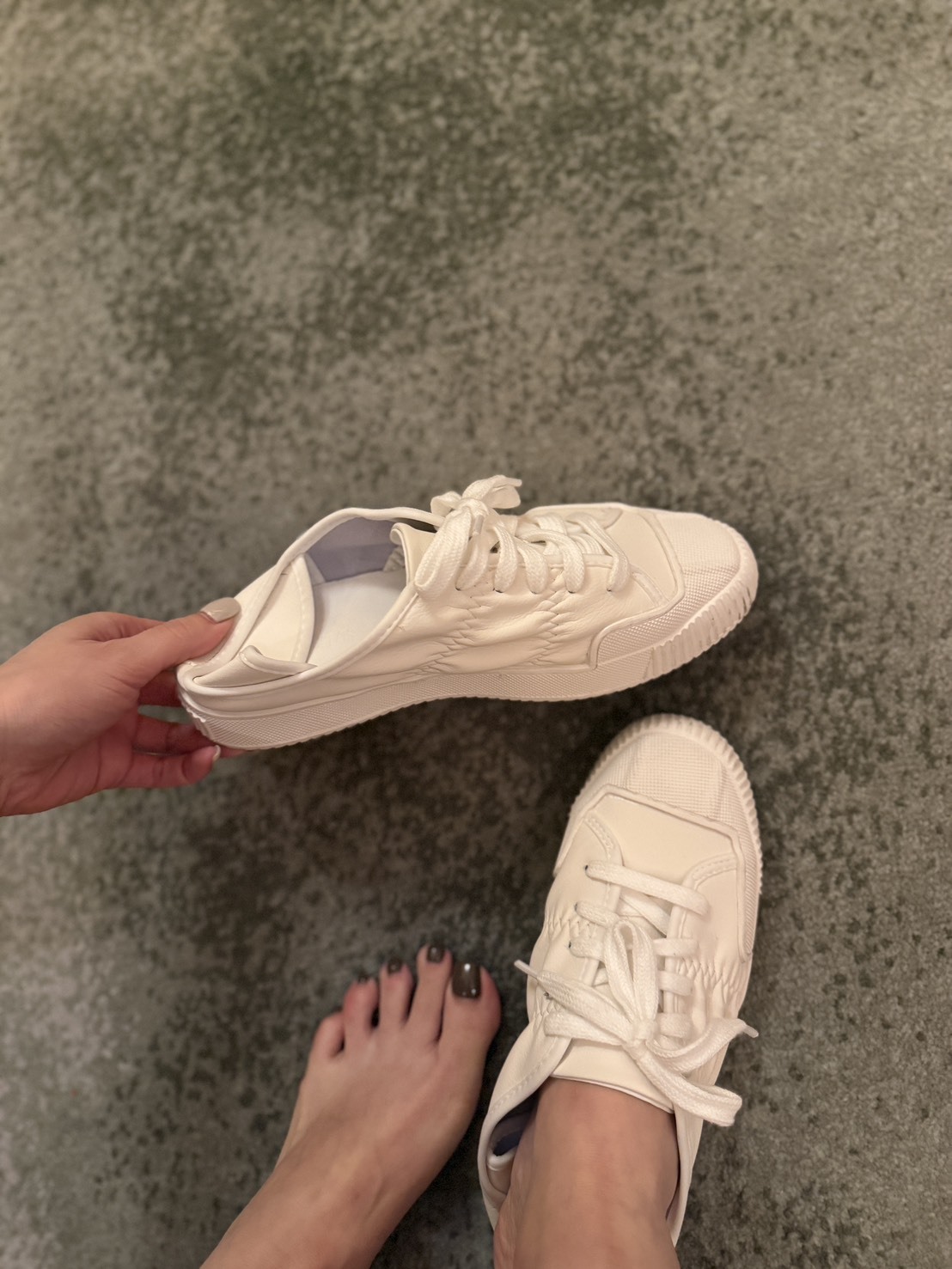 真皮拼接可踩腳小白鞋