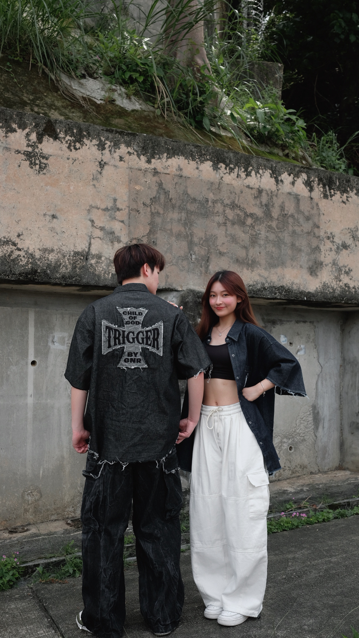 SS0027 後大十字牛仔恤衫