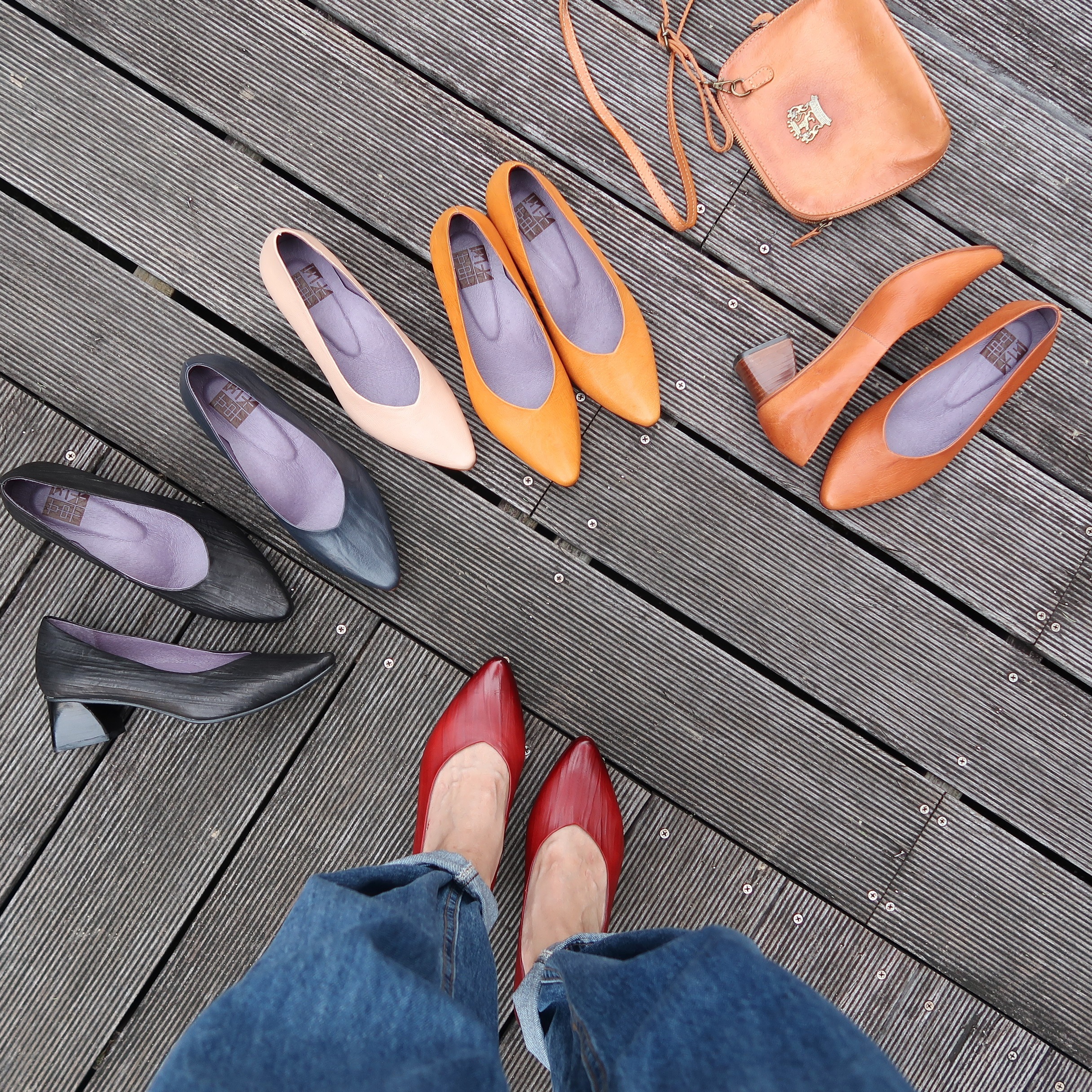 【城市序曲】MIT真皮尖頭桃心口跟鞋梯形層皮鞋跟