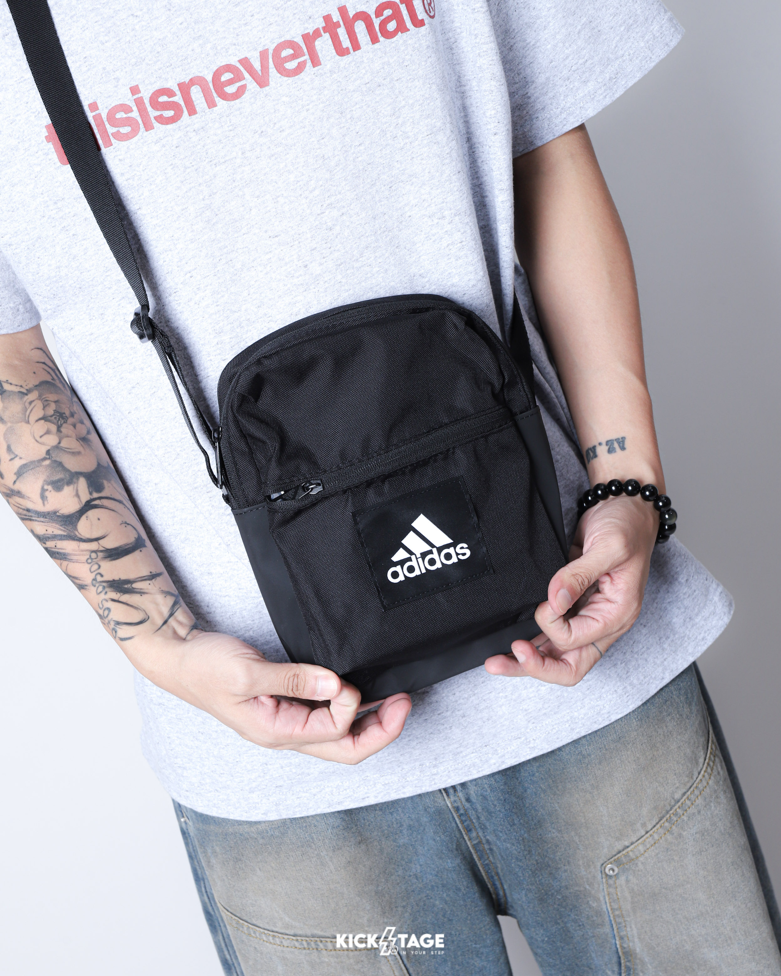 ADIDAS ESS ORGANIZER 黑 刺繡 5L 可調式 拉鍊 側背包 斜背包【IT2048】