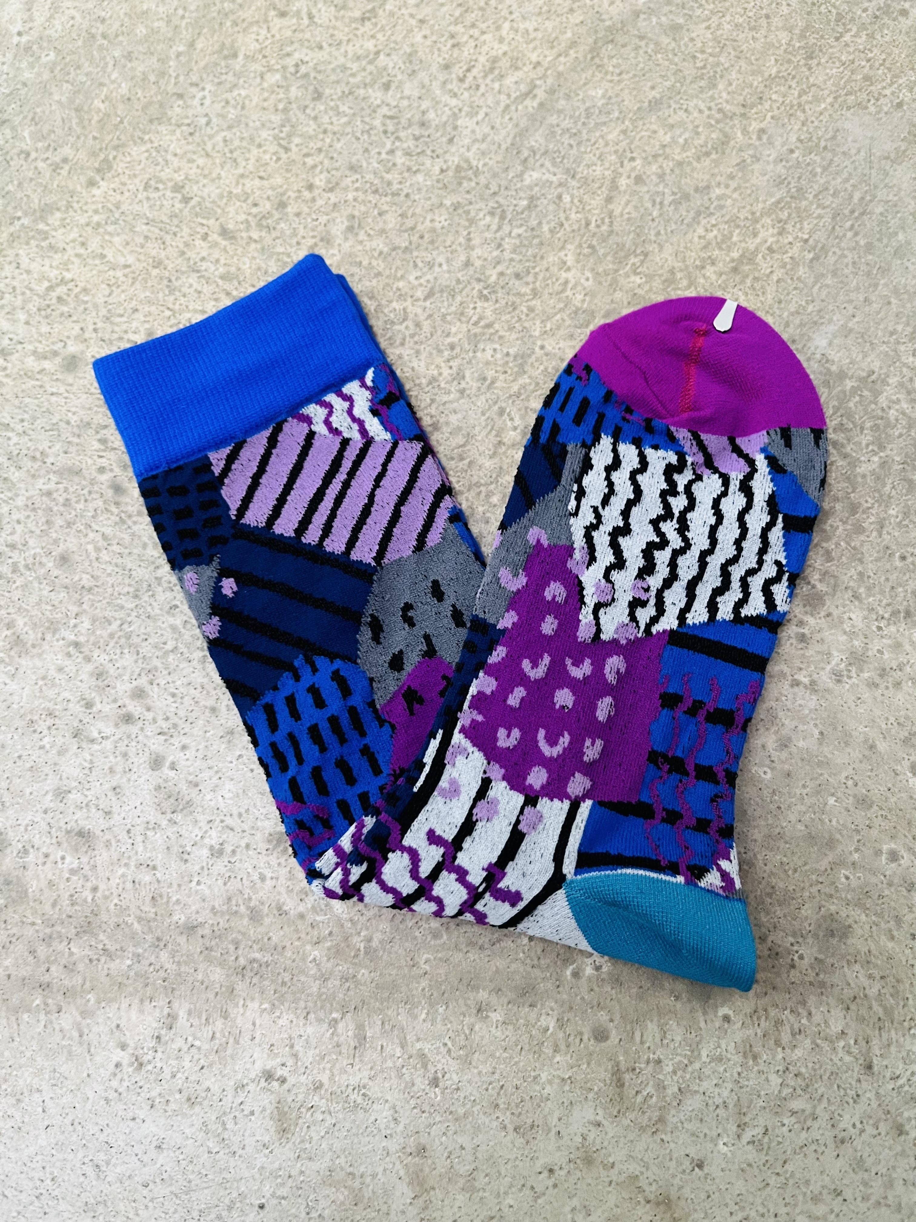 日本製藍色拼色襪