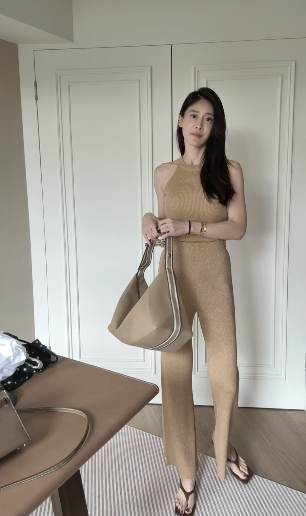 真皮細高跟人字拖鞋