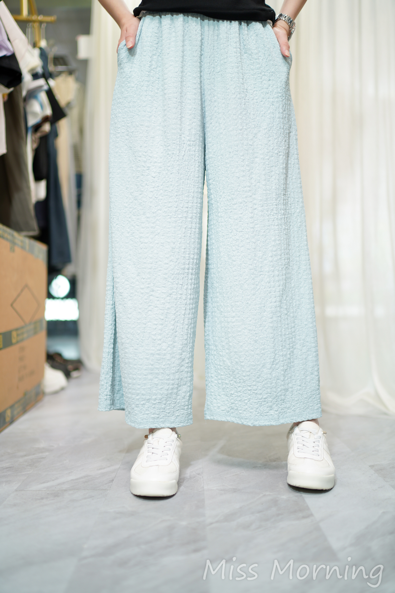 彈彈好手感假2件上衣(14660)&舒適皺料褲(33975)