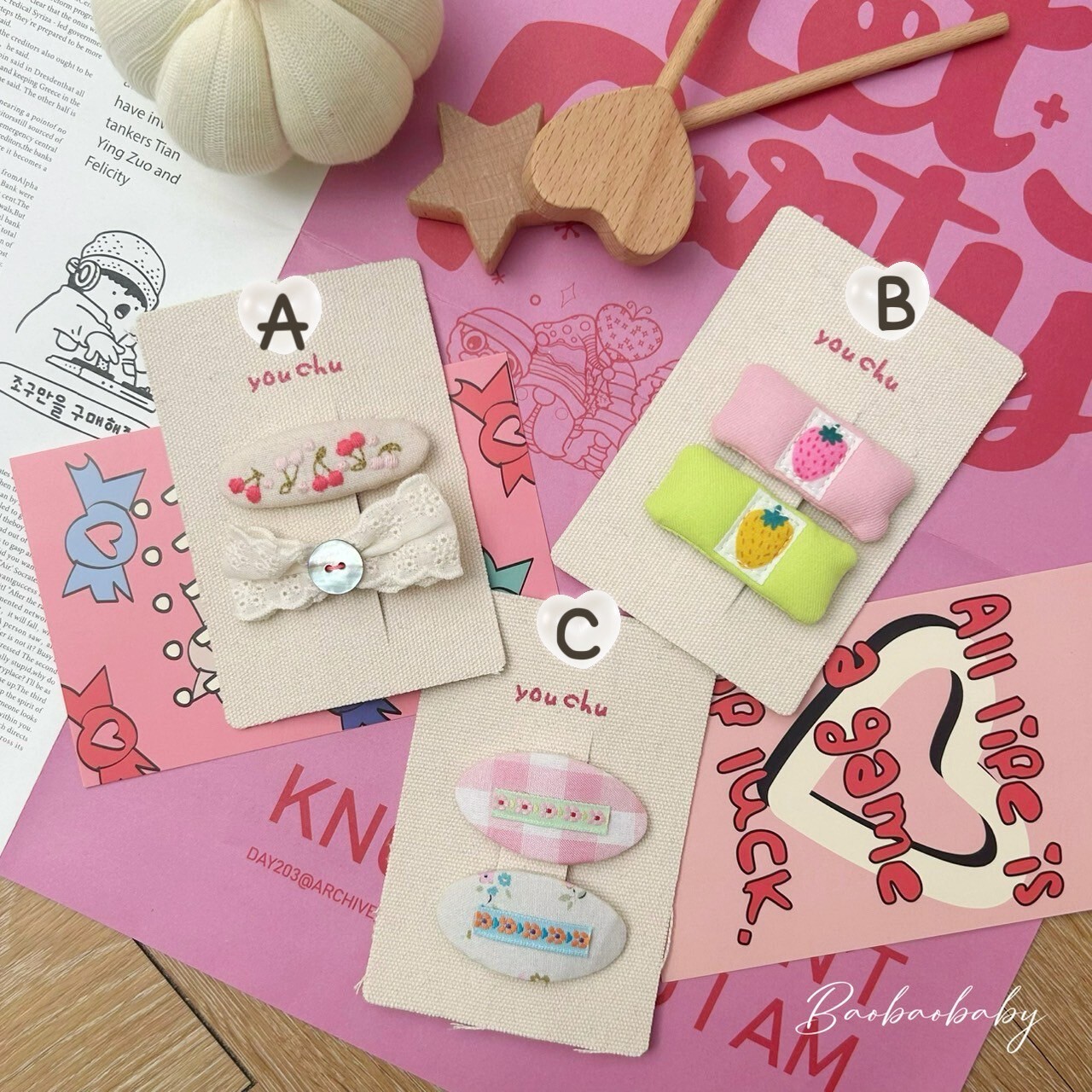 莓果手作髮夾組