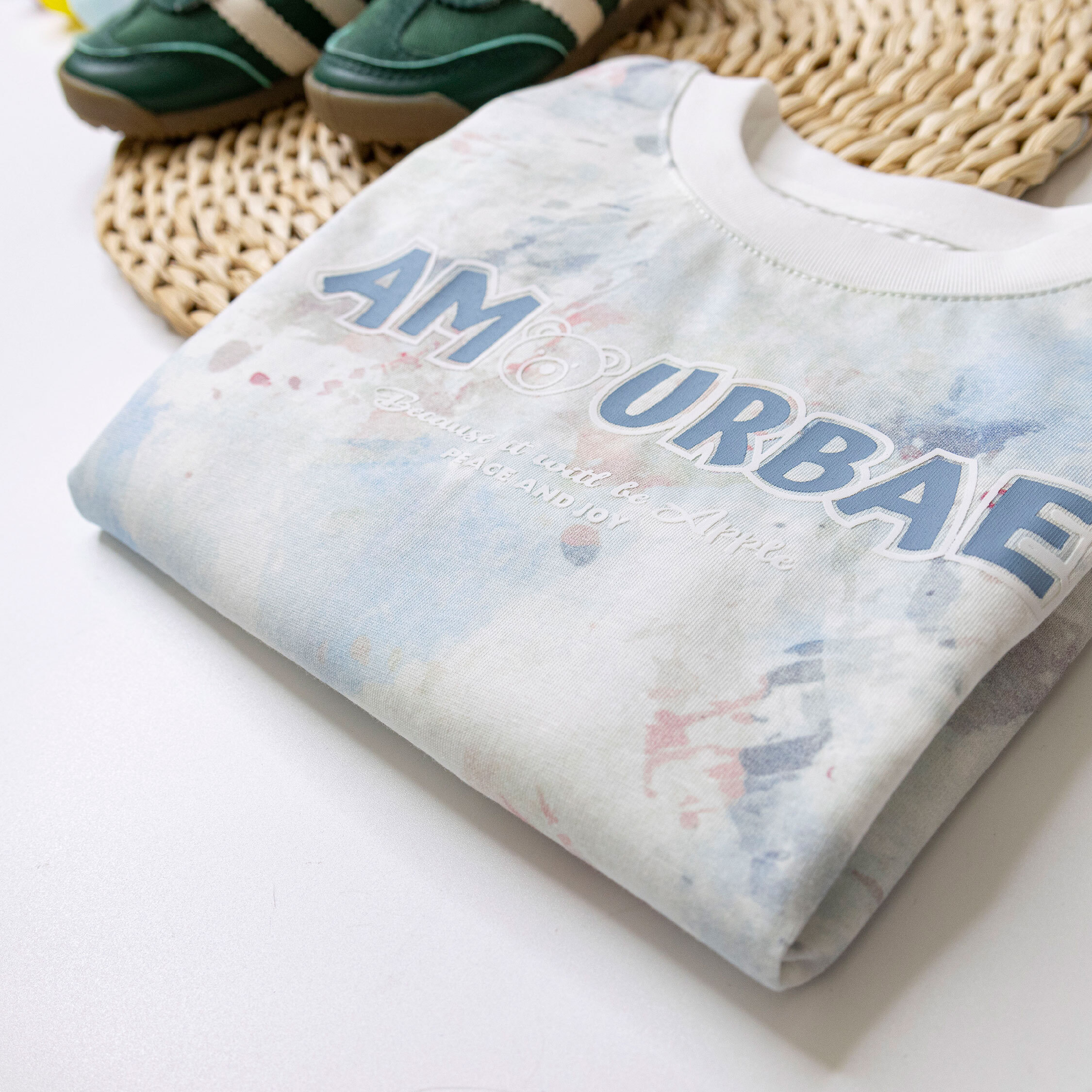 【H50556】色彩暈染小熊印花上衣